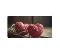 Two Crocheted Hearts Mouse Pad Large Non-Slip Office Desk Mat Large Computer and Laptop Mat Laptop Protector Writing Pads for Office Home 12" X 24"