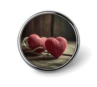 Two Crocheted Hearts Round Badge Personalized Metal Lapel Pin Badges Fit Clothing Bags Hat Humorous Printed Brooch Badge Party Decorations Accessories for Men Women