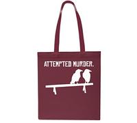 Two Crows Attempted Murder Tote Shopping Gym Beach Bag 42cm x38cm, 10 litres-Small-Maroon