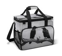 Two Crows on The Branch of Old Tree Camping Cooler Bag Insulated Beach Coolers Portable Leak Proof Bags with Shoulder Strap