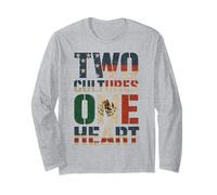 Two Cultures One Heart Half American Half Mexican USA Mexico Long Sleeve T-Shirt