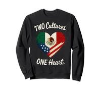 Two Cultures One Heart Half American Half Mexican USA Mexico Sweatshirt