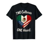 Two Cultures One Heart Half American Half Mexican USA Mexico T-Shirt