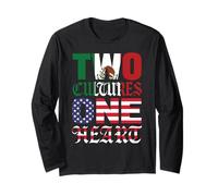 Two Cultures One Heart Mexico USA Mexican Chicano Raza Migra Long Sleeve T-Shirt
