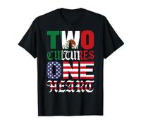 Two Cultures One Heart Mexico USA Mexican Chicano Raza Migra T-Shirt