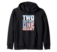 Two Cultures One Heart USA Honduras Zip Hoodie