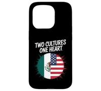 Two Cultures One Heart USA Mexico Flag Unity Art Women Men Case for iPhone 15 Pro
