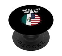 Two Cultures One Heart USA Mexico Flag Unity Art Women Men PopSockets Adhesive PopGrip