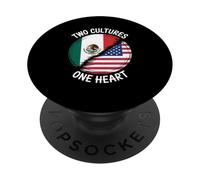 Two Cultures One Heart USA Mexico Flag Unity Art Women Men PopSockets Adhesive PopGrip
