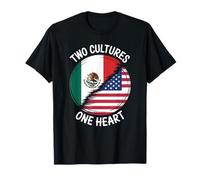 Two Cultures One Heart USA Mexico Flag Unity Art Women Men T-Shirt