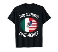 Two Cultures One Heart USA Mexico Flag Unity Art Women Men T-Shirt