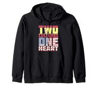 Two Cultures One Heart USA Spain Zip Hoodie