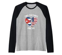 Two Cultures One Me Funny Cuban American Heritage Raglan Baseball Tee