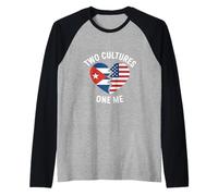 Two Cultures One Me Funny Cuban American Heritage Raglan Baseball Tee