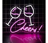 Two Cups Cheers! Neon Signs,Pink and White LED Neon Light for Wall Decor,Cheers Led Sign Wall Lights for Teen/Girl/Kid Decor Led Sign Cocktail Sign for Bar Party Home Bedroom,15.9"x14.2"