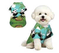 Two cute big pandas Breathable Hawaiian Dog Shirt Summer Button Up Top for Small Medium Dogs S