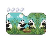 Two Cute Big Pandas Medium Pattern Front Windshield Sunshade, Fast Cooling in The car in Summer, Suitable for Cars, Trucks, etc.