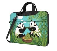 Two cute big pandas Printed Laptop Crossbody Bag Crossbody Briefcase Easy To Use When Traveling For Business, Black, 14 inch