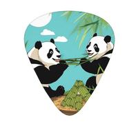 Two cute big pandas Printed pick set - 12 pieces, thin, medium and thick guitar picks, suitable for guitar, bass, electric guitar and ukulele