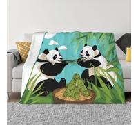 Two Cute Big Pandas Prints Ultra-Soft Micro-Pile Blanket Comfortable and Lightweight Home décor Suitable for Sofas beds and Travel.50 x40