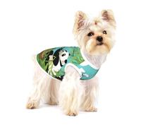 Two cute big pandas Small Pet Cotton Vest L Full Print Dog Cat Soft Breathable Elastic Apparel Daily Party Outfit