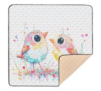 Two Cute Birds Large Non-Slip Baby Activity Play Mat for Floor Non-Toxic Padded Baby Mat for Babies Infants Toddlers, 50'' x 50''
