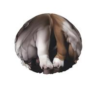 Two Cute Bulldog Dogs Double Layered Shower Cap For Women Reusable Suitable For Bathing Spa