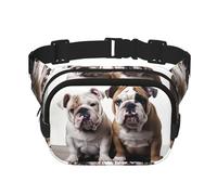 Two Cute Bulldog Dogs Fanny Pack For Women Waterproof Adjustable Belt Bags Waist Pack Fashion Casual Crossbody Bags Bum Bag For Running Workout Hiking Traveling, Black, One Size