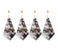 Two Cute Bulldog Dogs Kitchen Towels Set -4PCS Super Absorbent Hand Towels, Soft Face Towel Set with Hanging Loop Lightweight Quick Dry Microfiber Dish Towels for Yoga Camping Hotel Spa Travel