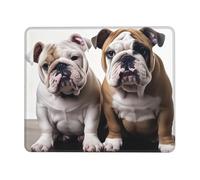 Two Cute Bulldog Dogs Mouse Pad with Stitched Edge, Comfortable Mouse Pads with Non-Slip Rubber Base Gaming Mouse Mat Washable Mousepads Computers Laptop Desk Accessories for Office 10 x 12 inch