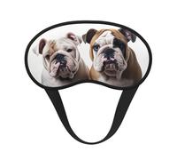 Two Cute Bulldog Dogs Sleep Mask for Side Sleeper, Blackout Eye Mask for Women Men, Zero Pressure Sleeping Masks Soft Breathable Eye Cover Comfortable Blindfold Eyeshade for Night Sleep