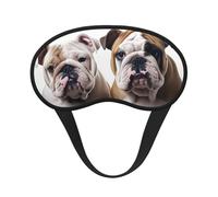 Two Cute Bulldog Dogs Sleep Mask for Side Sleeper Soft Breathable Sleeping Eye Mask Blackout Silk Eye Sleep Shade Cover with Elastic Strap Night Blindfold for Women Men Travel Nap