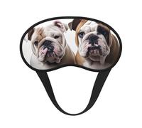 Two Cute Bulldog Dogs Sleep Mask for Women Girls Men Soft Comfortable Eye Mask with Adjustable Strap Blackout Eye Sleep Shade Cover for Travel Yoga Nap Shift Work