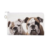 Two Cute Bulldog Dogs Wallet for Men Women Canvas Coin Purse Zippered Change Holder with Secure Closure, Two Cute Bulldog Dogs, One size