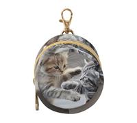 Two Cute Cats Newborned Boy Pacifiers Holder Case with Zipper and Clip Cash Coin Purse, Everything Storage pouching