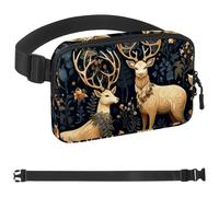 Two Cute Flower Deer-1841 Belt Bag for Men and Women Fanny Pack,Belt Bag with Adjustable Strap,Fashion Crossbody Everywhere Belt Bag for Travel Outdoors Running Hiking, Multicolor,