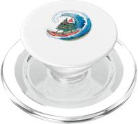 Two Cute Funny Happy Christmas Trees Surfing Christmas Hat PopSockets PopGrip for MagSafe