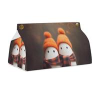 Two Cute Ghosts in An Autumn Forest Tissue Box Cover Rectangle Modern PU Leather Napkin Holders for Bathroom Kitchen Office Bedroom