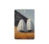 Two Cute Ghosts Old Abandoned House Car Air Fresheners 4 Pcs Hanging Scented Cards Fragrance Scented Cards For Car Aromatherapy Tablets