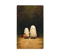 Two Cute Ghosts Walking Forest Path Single Toggle Blank Wall Plate Light Switch Cover Decorative 1 Gang for Kitchen Room Bathroom Size 11.4x7cm