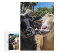 Two Cute Goats Wooden Jigsaw Puzzles for Adults Funny Intelligent Games Home Decor Artwork for Home Office