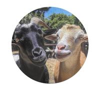 Two Cute Goats Wooden Jigsaw Puzzles for Adults Funny Intelligent Games Round Home Decor Artwork