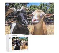 Two Cute Goats Wooden Jigsaw Puzzles for Adults Intelligent Games Home Decor Artwork for Home Office 1000 PCS