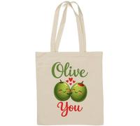 Two Cute Olives Showing Love Natural Cotton Tote Bag White
