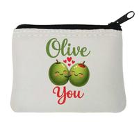 Two Cute Olives Showing Love Neoprene Coin Purse Pouch 10x11cm White