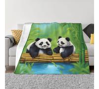 Two Cute Pandas Prints Ultra-Soft Micro-Pile Blanket Comfortable and Lightweight Home décor Suitable for Sofas beds and Travel.40 x30