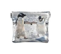 Two Cute Penguins Playing Squeeze Coin Purse Pouch Change Holder PU Leather Mini Wallet Coin Pocket for Women Girls Men