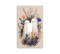 Two Cute Whimsical Ghosts with Wildflowers Light Switch Cover Decorative Single Toggle 1 Gang Wall Plate for Kitchen Farmhouse Bedroom Bathroom Art Decor