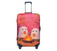 Two Cute White Ghosts in The Woods Elastic Travel Luggage Covers Dustproof Scratch-Resistant Suitcase Protector Fit 22-24 Inch