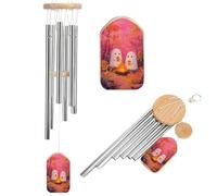 Two Cute White Ghosts in The Woods Wind Chimes Memorial Deep Tone Windchime with 6 Aluminum Tubes Outdoor Backyard Garden Decoration